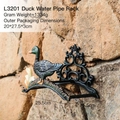 Cast iron garden hose holder with colorful duck design and vintage scrolled details - L3201 Duck Hose Holder