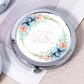 Portable chrome pocket mirror with floral wreath and Not A Day Over Fabulous print - Always Fabulous Design