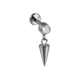 G23 titanium labret stud met zirkoon en kegelhanger voor oorkraakbeen piercing sieraad - Kegel Hanger / Staalkleur