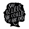 Detail of heart enamel brooch with 'She believed she could so she did' quote - She Believed She Could So She Did