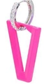 Fluorescent pink triangular drop earrings with silver pave hoops for women jewelry - Platinum-Magenta