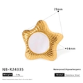 Detail specifications of golden starfish ring with shell inlay and waterproof features - Gold Starfish Style (NB-R24335)
