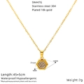 Détail du collier plaqué or 18k avec pendentif zircon hexagonal taille 45 plus 5cm - Style Hexagonal (SN447G)