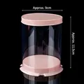Five pack of clear round mini cupcake boxes with pink lids and bases, 9x11.5cm size - Round Transparent Heightened Cake Box 2 Inch Pink 5Pcs