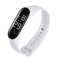 Waterproof white LED digital sports watch with silicone strap for kids and students - White