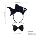 Black goldfish headband and bowtie set with silver sequins for Halloween cosplay - 3D Black Goldfish Headband + Bowtie Set
