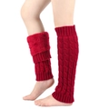 Gezellige rode gebreide beenwarmers voor dames met warme fleecevoering en kabelmotief - Pluche Gevoerd Kabel Gebreid / Rood