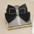 Detalle de pinza para el pelo de terciopelo negro con borlas de pedrería y bordes de cristal - Genius Club Negro
