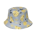 Lemon print bucket hat in light grey with bright yellow fruit pattern and sun protection - Light Grey Background Lemon Print Style