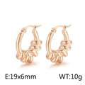Polished rose gold thick hoop earrings with textured finish measuring 19x6mm - Style E Spiral Twist Hoop (Rose Gold)
