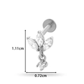 Silver stainless steel labret stud with zircon flower and 1.11cm by 0.72cm dimensions - Dangle Drop Leaf (0159-8#) / Silver