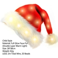 Red plush Christmas hat with 20 warm LED lights for festive holiday party decor - 28*38cm / Warm Full Glow Hat (Children)