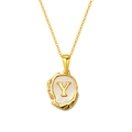 Lava shell necklace in gold finish with letter Y pendant on delicate chain - Letter Y