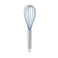 Blue silicone whisk with stainless steel handle for baking and mixing cream - 10" / Blue