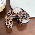 Pinza per capelli a forma di U con motivo leopardato vintage e finitura tartarugata - Clip a forma di C-8.4cm