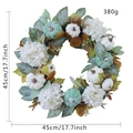 45cm Autumn Harvest wreath with white pumpkins, hydrangeas, and orange maple leaves - 45cm Green and White Pumpkin Wreath