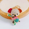 Macro view of crystal-encrusted koala keychain with colorful rhinestones on gold metal - Pendant Only / Colorful