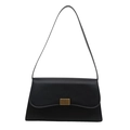 Borsa a tracolla minimalista in pelle nera con chiusura in metallo dorato per donna - Nero