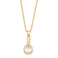 Élégant collier doré avec pendentif goutte d'eau en zircone et chaîne à maillons fine - Blanc