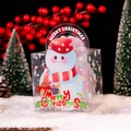 Transparent PET Christmas gift box with snowman print and Merry Christmas text - Happy Snowman / 9x9x9cm