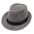 Moderner Trilby Panama Hut aus atmungsaktivem Stoff mit klassischem schwarzen Hutband - Dunkelgrau