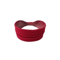 Macro detail of dark red elastic wide yoga headband featuring soft knitted texture and knot - Solid Wine Red
