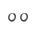 Minimalist black stainless steel hoop earrings with a smooth polished surface for men and women - 2.0*8mm / Black