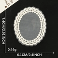 White oval lace embroidery patch with wavy mesh edges for DIY sewing projects - Oval Wavy Edge Mesh (17)