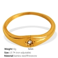 Anello stella polare in acciaio placcato oro 18k con zircone ovale e decoro stella 5mm - US 7# / Stile Stella Sottile (JZ75) / Oro