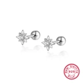 Elegantes pendientes de plata de ley S925 en forma de estrella con piedras de cz - Plata 925 / Plateado
