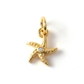 Detailed view of gold plated starfish pendant with textured surface and cubic zirconia - Single Zirconia Starfish 12