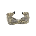 Wide fabric knotted headband with yellow floral pattern on beige base and black lining - Floral Twist Light Coffee (FK-B078 Light Coffee)