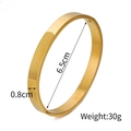 Polished golden stainless steel bangle bracelet with 0.8cm width and 6.5cm inner diameter - 8mm Gold
