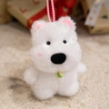 Llavero de perro de peluche blanco con orejas rosas para bolsos de mujer - Westie / 15CM