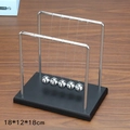 Newton's cradle balance balls with black wooden base and silver metal frame, size 18x12x18cm - Square Metal-wood Base Billiard Ball (non-perpetual Motion) ♢ / Original Packaging ♢