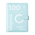 Mint blue 100 day money savings challenge A5 binder with textured faux leather cover - Binder Shell / Blue