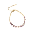 Handmade beaded bracelet with purple star stones and gold plated beads with lobster clasp - Purple Crystal