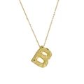 Collana in ottone dorato con ciondolo a lettera B strutturata e catena sottile - Collana B