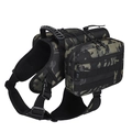 Tactical pet harness set in jungle camo with removable side pouches for large dogs - Dark Night Camouflage