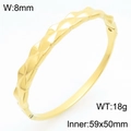 Elegant gold geometric textured hinged bangle bracelet for women, 8mm wide jewelry. - Rhombic Geometric Style (KB210982-KSZ) / Gold