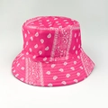Chapeau bob rose vif à motif cachemire, protection solaire et pliable style - M (56-58cm) / Rose