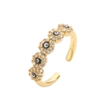 Anello regolabile oro Evil Eye con micro pavé di zirconi e smalto colorato - Aperto Regolabile / Nero