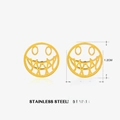 Golden hollow pumpkin earrings in stainless steel with 1.2cm diameter for Halloween - Hollow Smiling Face Style 1 / Gold