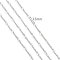 Silver stainless steel S-link chain with 12mm segments shown in high-detail variant view - S8-12mm Flat Bar