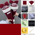 DIY Christmas ice cream bouquet materials set in burgundy wine velvet and plush fabrics - Ice Cream Apple Bouquet DIY Material Kit (Set of 3)