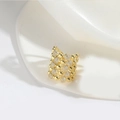 Minimalist gold-plated teardrop open ring with pavé-set sparkling white cubic zirconia - Ball Weaving (Gold)