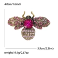 Vintage bijenbroche in goud met roze kristallen en gedetailleerde afmetingen - Roze