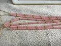 Braided adjustable bracelet featuring pink cube natural stones and golden spacer beads - No.97 Rose Quartz Beige Cord