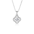 S925 sterling silver four-leaf clover pendant necklace with dancing gemstone and zircons - Zirconia White Stone Silver