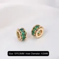 Gold plated 10x5.5mm charm bead with emerald green marquise cubic zirconia inlay - Large Green Zirconia 14k Gold